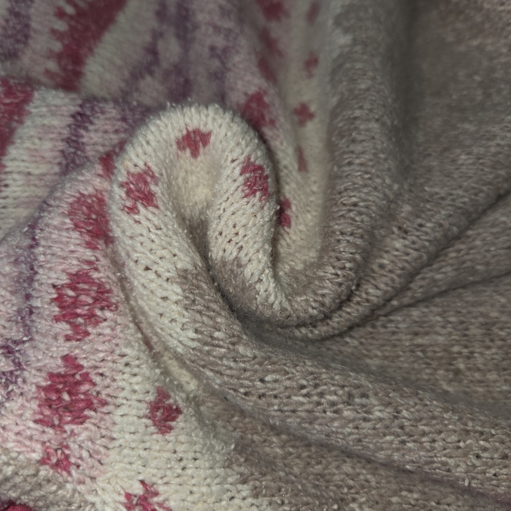 Vintage de Rotchild Cozy Knit Dress with Pink and Cream Accents - Picture 12 of 12